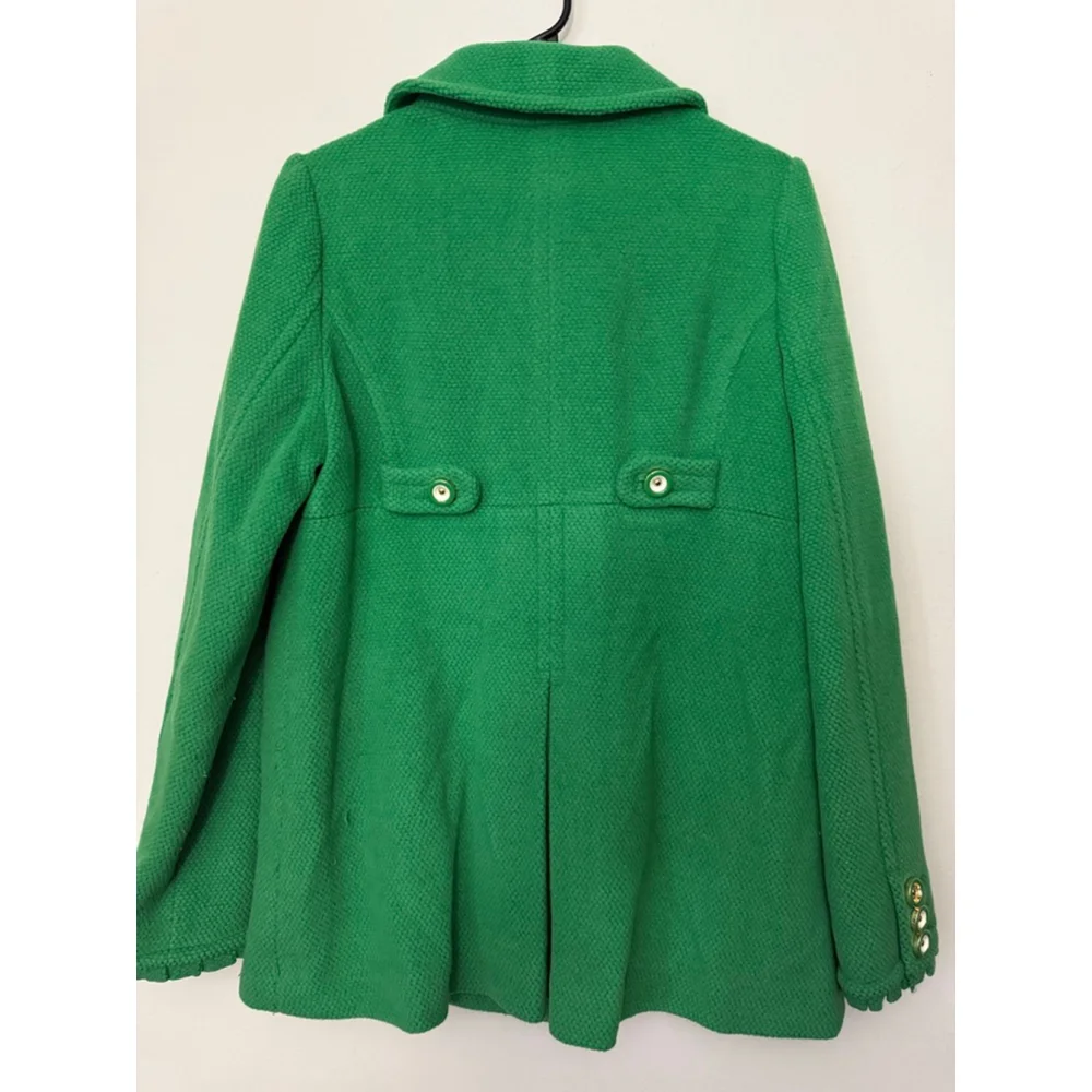 Women's Juicy Couture Green Pea Coat L with Gold Buttons - Picture 6 of 7
